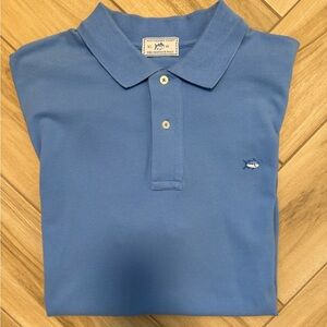 Southern Tide Blue Polo Shirt with Fish Logo